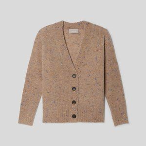 EVERLANE The Confetti Cardigan Speckled Wool Blend Tan Donegal {KK22}